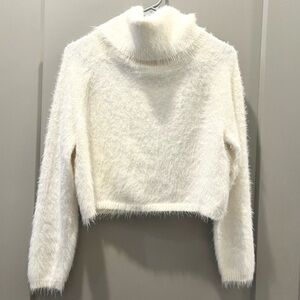 Cropped Turtleneck Sweater in White